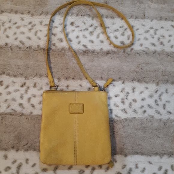 Fossil Yellow Pebbled Leather Small Crossbody Bag Purse Organizer💛 - Picture 6 of 7
